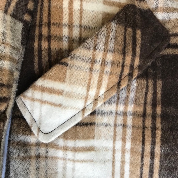 Ambition Ruffle winter Coat Brown and Black Plaid fitted waist Size S - Picture 8 of 12